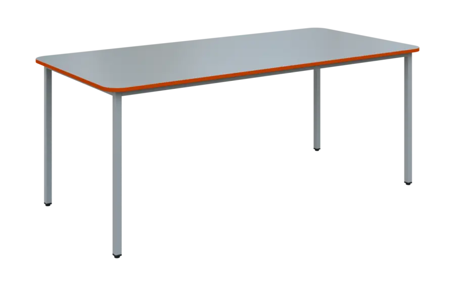 JSBR 190N Jídelní stůl 1900 x 900 mm, deska šedá s hranou pomeranč / podnož stříbrná